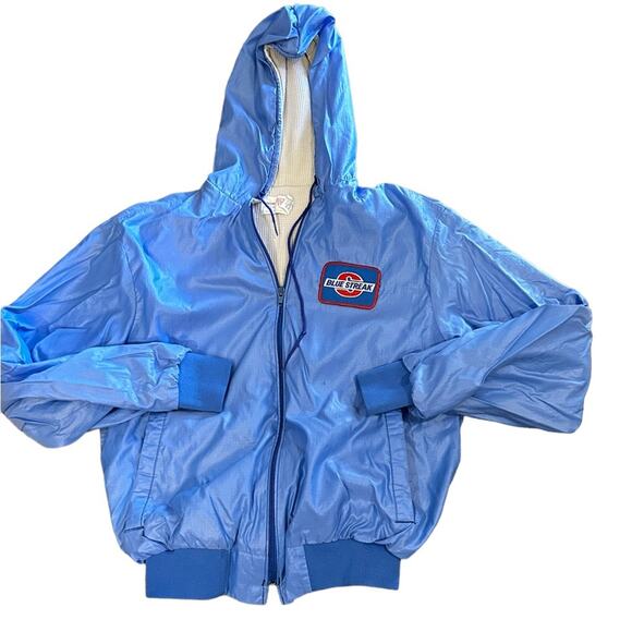 Vintage Blue Streak Adult Large Rip Stop Lined Full Zip Blue Windbreaker - Picture 1 of 5